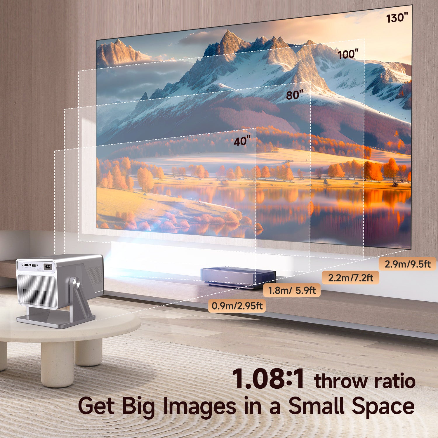 MagCubic X7 4 Проекционно съотношение 1.08 към 1 на MagCubic X7