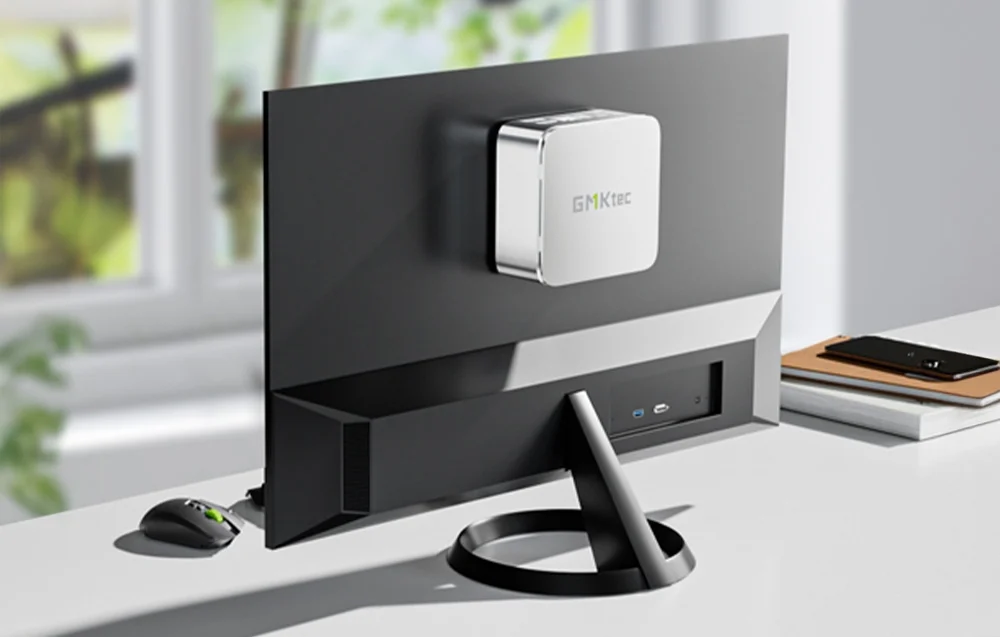 Mini PC attached to the computer monitor.