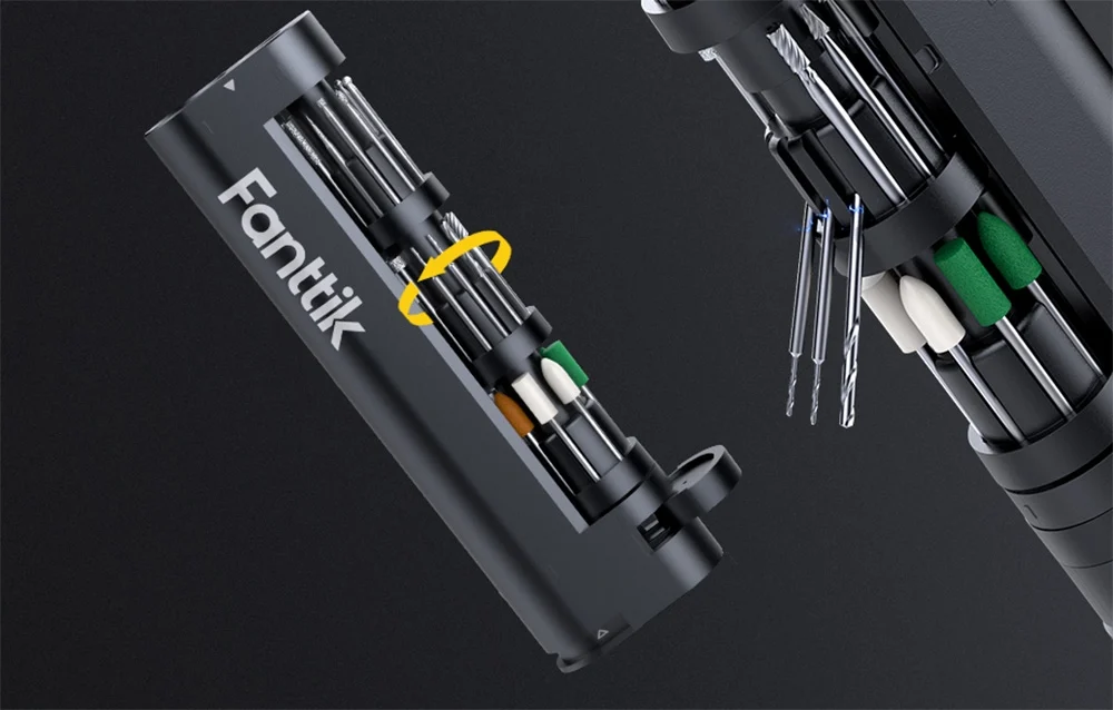 Fanttik magnetic case with grinding tips.