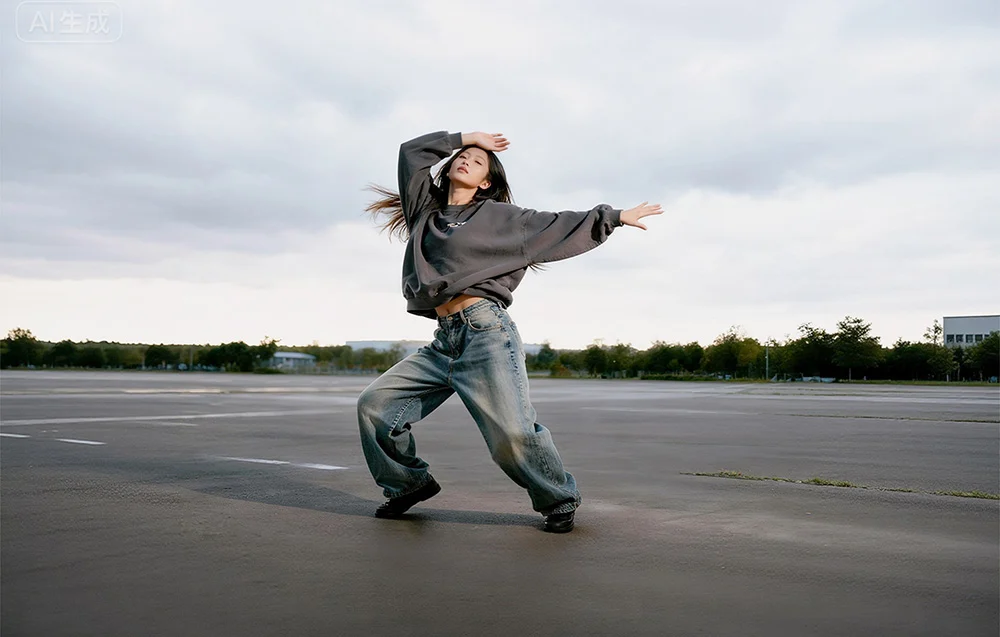 A girl dancing outdoors