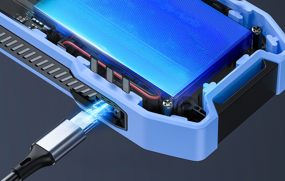 The electromagnetic radiation detector is charged via a USB-C connector.