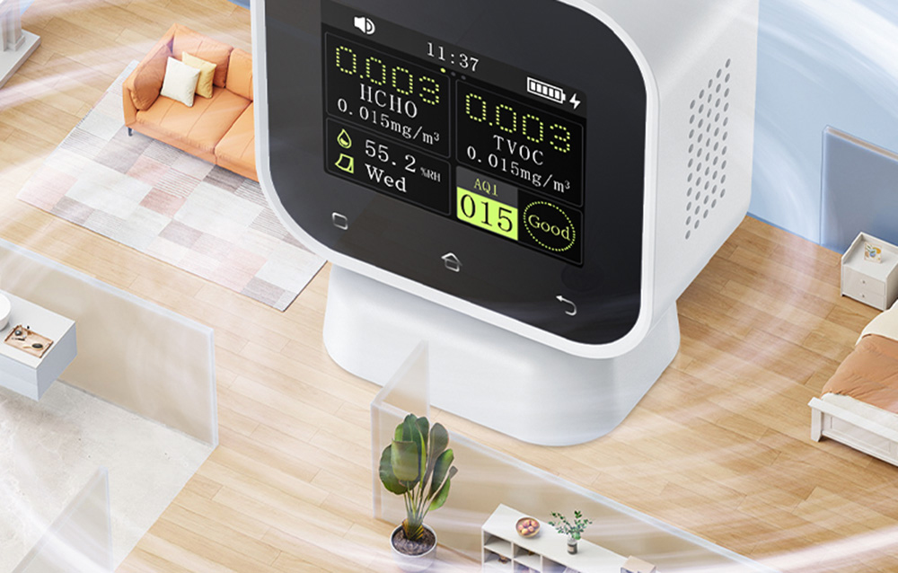 Air quality monitor monitors the air throughout the house.